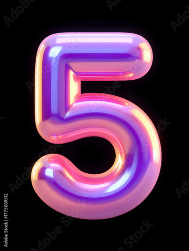 Wallpaper Mural Holographic Tech Number five in Purple and Pink Torontodigital.ca