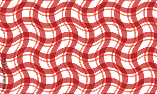 Gingham seamless pattern.Checkered tartan plaid repeat wave pattern in red colour .Geometric vector illustration background wallpaper