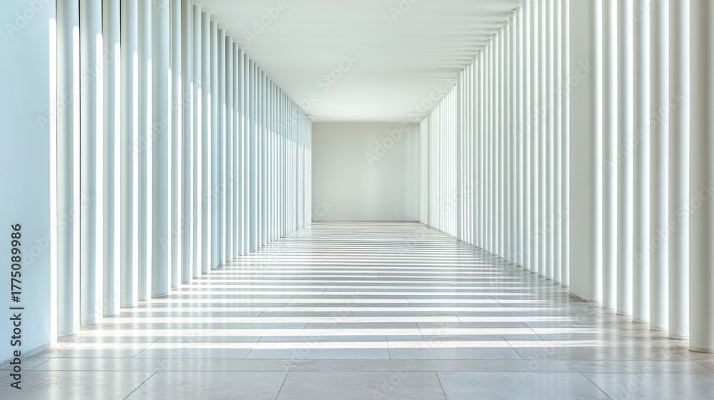 Obraz premium Bright architectural lines create balanced pattern in peaceful corridor