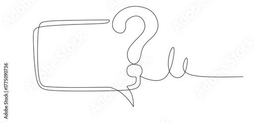 Quick tips.Continuous one line drawing of question mark and speech bubble. Trendy line art vector on a white background