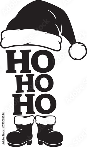 Spread Holiday Cheer with this Festive Santa Claus Design Saying Ho Ho Ho, Perfect for Christmas Cards, Holiday Decor, and Seasonal Projects