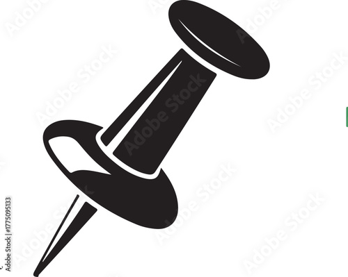Black pushpin with sharp point thumbtack office supply
