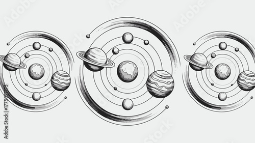 Explore the cosmos with this stunning planetary system illustration, perfect for educational materials or inspiring futuristic designs and science projects