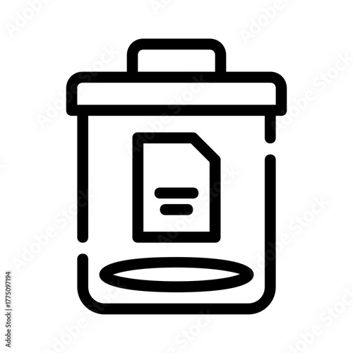 Trash icon for computer data deletion. Suitable for techrelated designs, software concepts, cybersecurity themes, and digital content projects.

