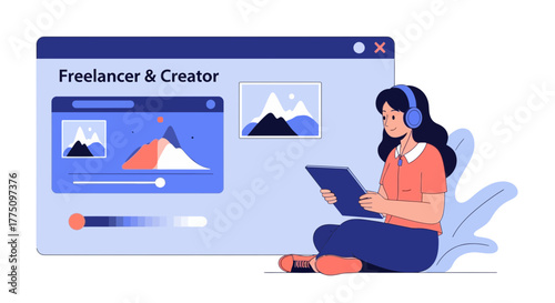 Young Creative Professional Working Digitally, Focused on Remote Projects Anytime Anywhere