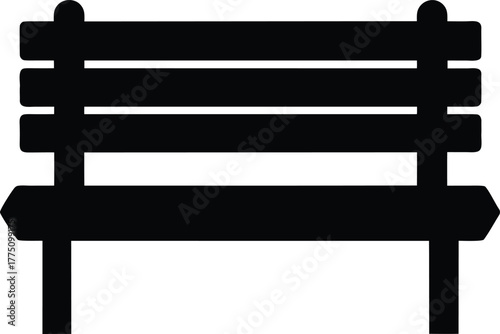 Park bench silhouette clip art vector illustration. Black silhouette of wooden park bench isolated on white background