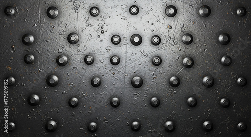 Wallpaper Mural A grey metal plate is studded with rivets in rows creating a textured industrial surface Torontodigital.ca
