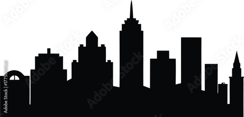 Boston City Skyline black silhouette vector, Boston city skyline vector, metropolis silhouette illustration design.
