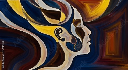 abstract spiritual background with a human profile face.