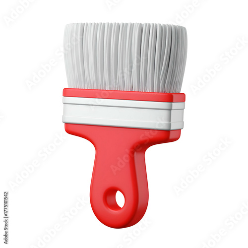 3D render of a red and white paintbrush on a transparent background