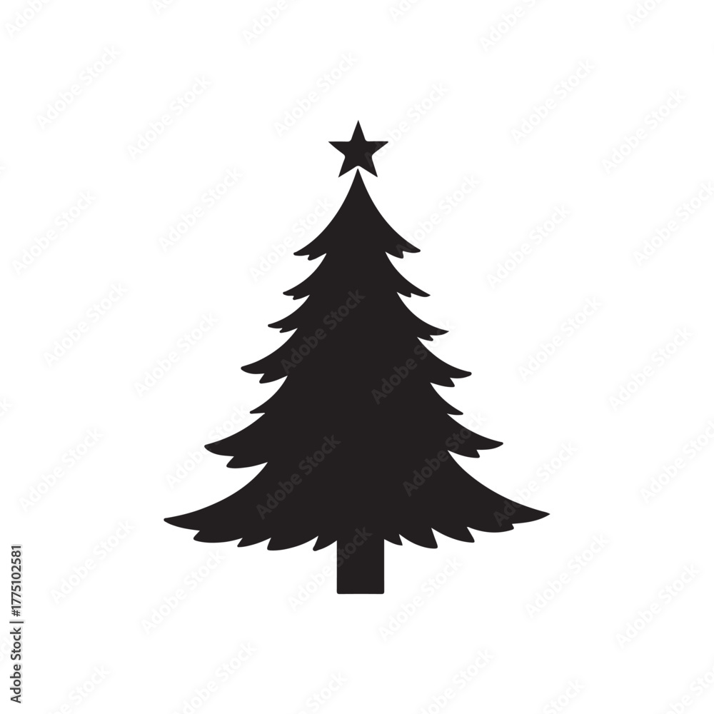 Obraz premium Black Christmas tree silhouette seamles pattern