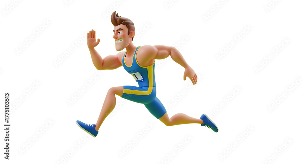 Fototapeta premium Dynamic runner sprints intensely with determination, embodying speed and athletic prowess