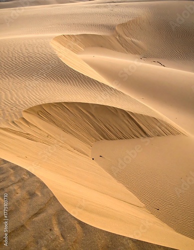 Fototapeta Naklejka Na Ścianę i Meble -  Aerial perspective of sand dunes sculpted by wind