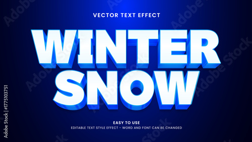 winter snow editable text effect 3d vector