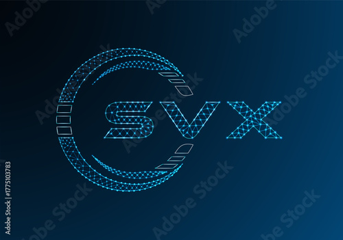 SVX low poly letter logo vector design. SVX lower poly logo design. Low poly logo.