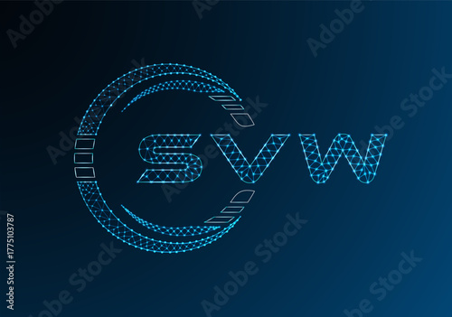 SVW low poly letter logo vector design. SVW lower poly logo design. Low poly logo.