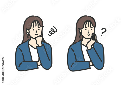 ビジネス 女性の悩みアイコンイラストセット