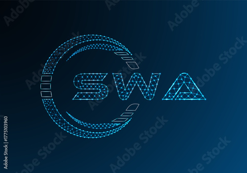 SWA low poly letter logo vector design. SWA lower poly logo design. Low poly logo.