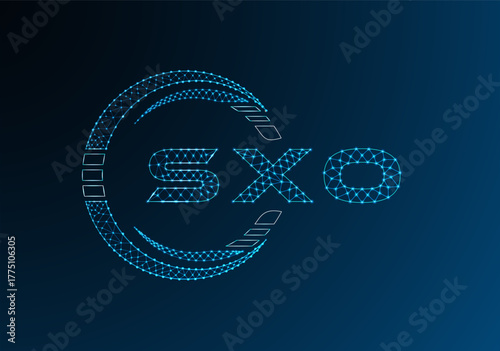 SXO low poly letter logo vector design. SXO lower poly logo design. Low poly logo.