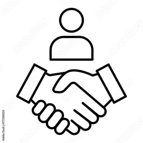 handshake with profile line icon with editable stroke