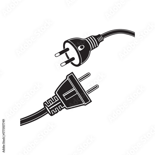 Two electrical plugs about to connect, representing connection and power.