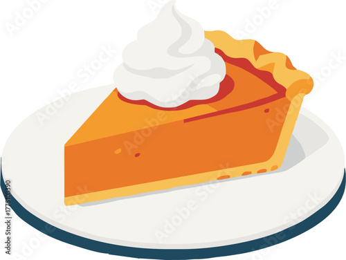 Slice of Pumpkin Pie with Whipped Cream