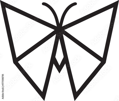 Paper butterfly origami minimal vector art, perfect for logo, decor, or geometric design.