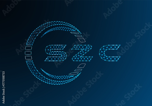 SZC low poly letter logo vector design. SZC lower poly logo design. Low poly logo.