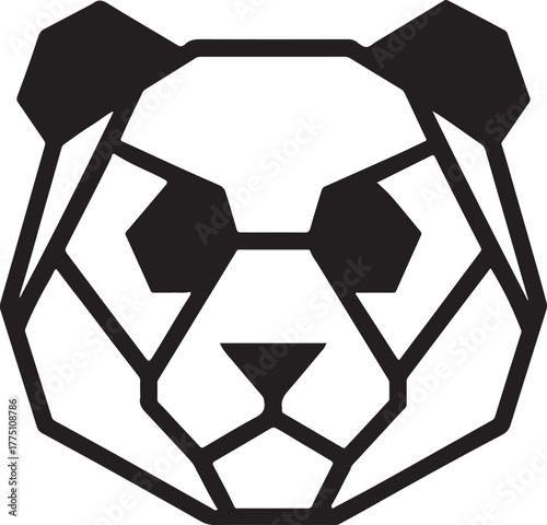 Polygonal panda face vector design, ideal for logo, illustration, or minimalist animal artwork.