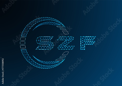SZF low poly letter logo vector design. SZF lower poly logo design. Low poly logo.