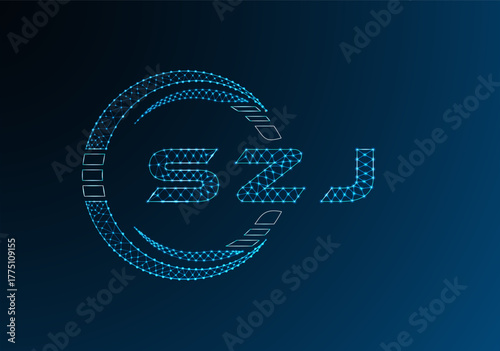 SZJ low poly letter logo vector design. SZJ lower poly logo design. Low poly logo.