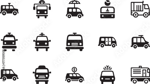 Collection of various car icons isolated on white background for your design