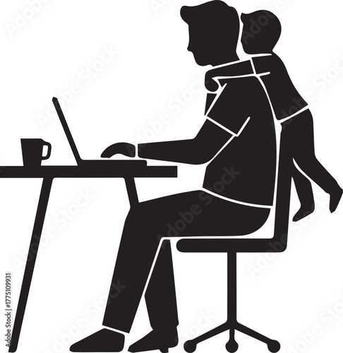 Modern parenting vector illustration father and son