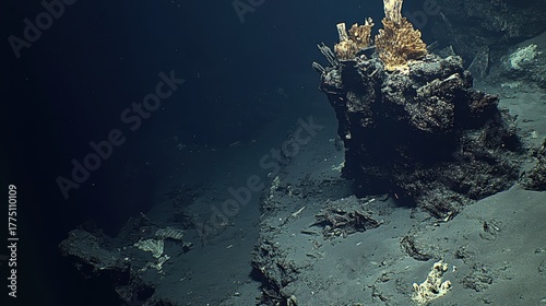 Submerged Debris and Rock Formation in Deep Ocean Environment