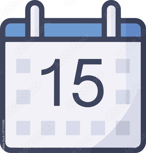 Vector calendar icon displaying the date 15 for scheduling appointments important events and deadlines for business or personal use