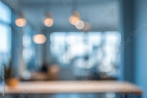 Wallpaper Mural A softly blurred interior scene with hanging lights, creating a calm and inviting atmosphere. Torontodigital.ca