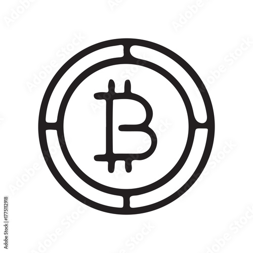 Bitcoin cryptocurrency icon outline digital currency symbol on white