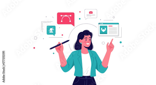 Digital Designer Explaining Creative Strategies, Concepts and Online Platforms to Use