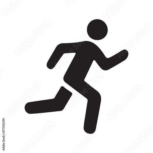 Running person icon symbol on white background for sprint jogging