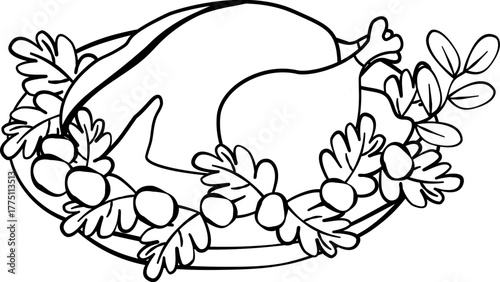 Fall Christmas Stamp Clipart Set , Hand Drawn Doodle ,Cute Autumn Christmas Animal Clipart ,Holiday Line Art for Stickers