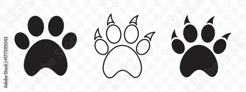 Paw icon set. Cat or dog paw icon silhouette vector illustration. Paw icon outline. print vector illustration.