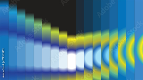 Abstract prism wave design with smooth blue and yellow tones forming a bright gradient curve, ideal for modern graphic templates wallpapers and digital abstract art compositions