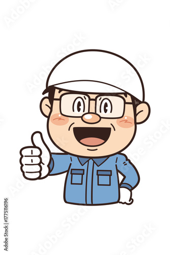 工場で働く作業員がサムズアップして『いいね』サインをしているイラスト｜不安全行動・不安全状態