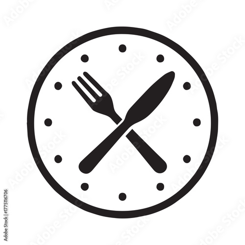Meal Time Icon Eating Schedule Symbol Food Clock Vector.