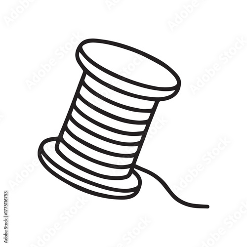 Minimal Sewing Thread Spool Icon – Tailoring & Craft Line Vector Illustration