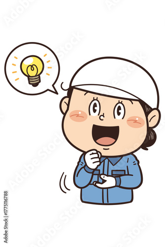 工場で働く作業員が『なるほど』のジェスチャーをしているイラスト｜不安全行動・不安全状態・労働災害