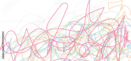 Random coloring line pattern background. Decorative pattern with tangled curved lines. Random chaotic lines abstract geometric pattern vector background.	