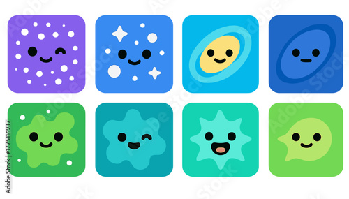 Fun and colorful cartoon representations of bacteria and microorganisms create a playful science-themed design