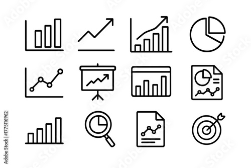 Trends and analysis represented through various graph and chart designs in a visually engaging layout