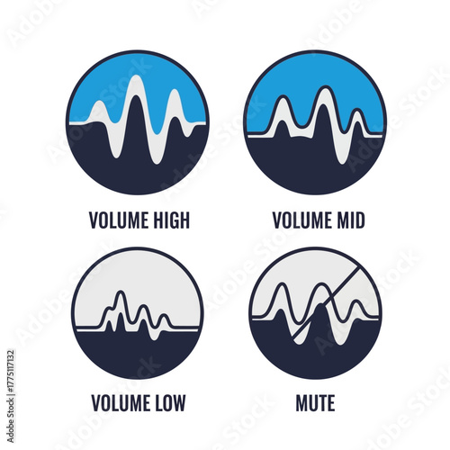 Sound wave volume icons